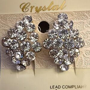 Gold and Rhinestone Clip on Earrings